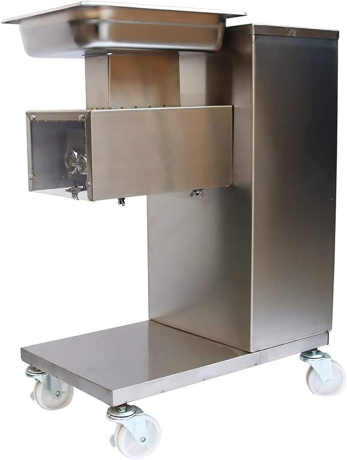 INTBUYING 8mm Meat Cutter Commercial Electric Slicer Shredded Diced for Steak Beef Pork Meat 5.7×3inch Feed Inlet QE