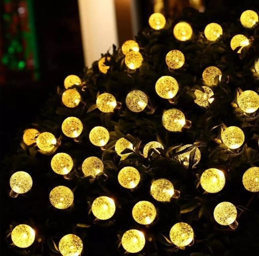 Lezonic Solar String Lights, 50 LED Waterproof Crystal Globe, 7M/24Ft, Warm White, 8 Modes for Garden, Patio, Christmas, Wedding