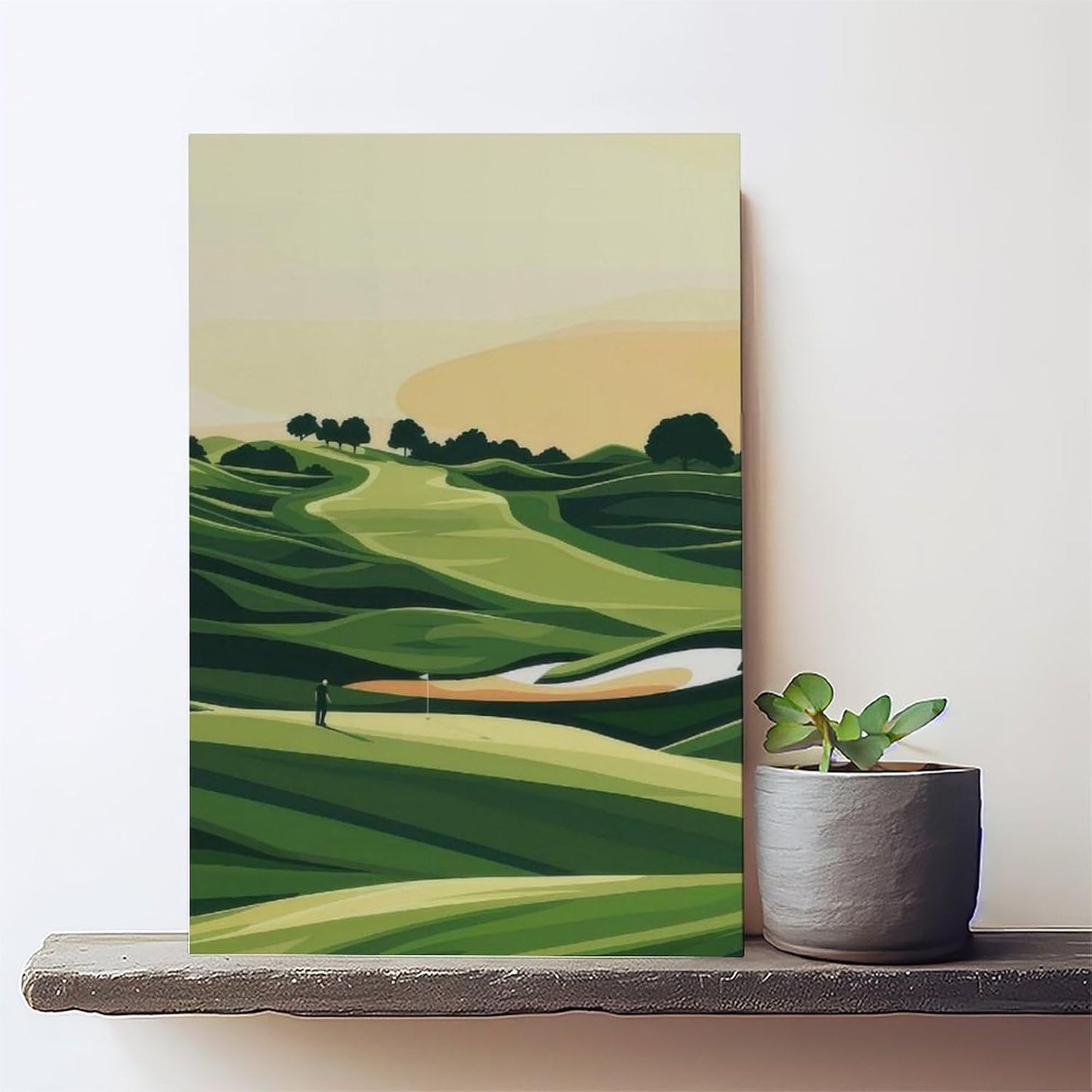 9W Golf Course Poster Green Scenery Decoration Wall Art for Office Living Room Frame-style 12x18inch(30x45cm)