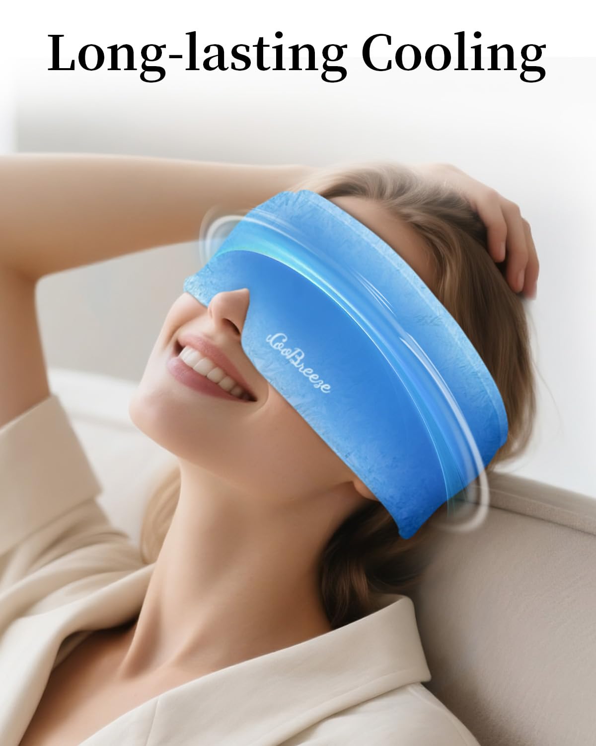Cooling Eye Mask for Puffy Eyes, Headache and Migraine Relief Gel Eye Mask, for Headache, Puffiness, Eye Strain, Sinusitis & Post-Surgery Care – Large Soft Reusable Cold Eye Compress, Deep Blue