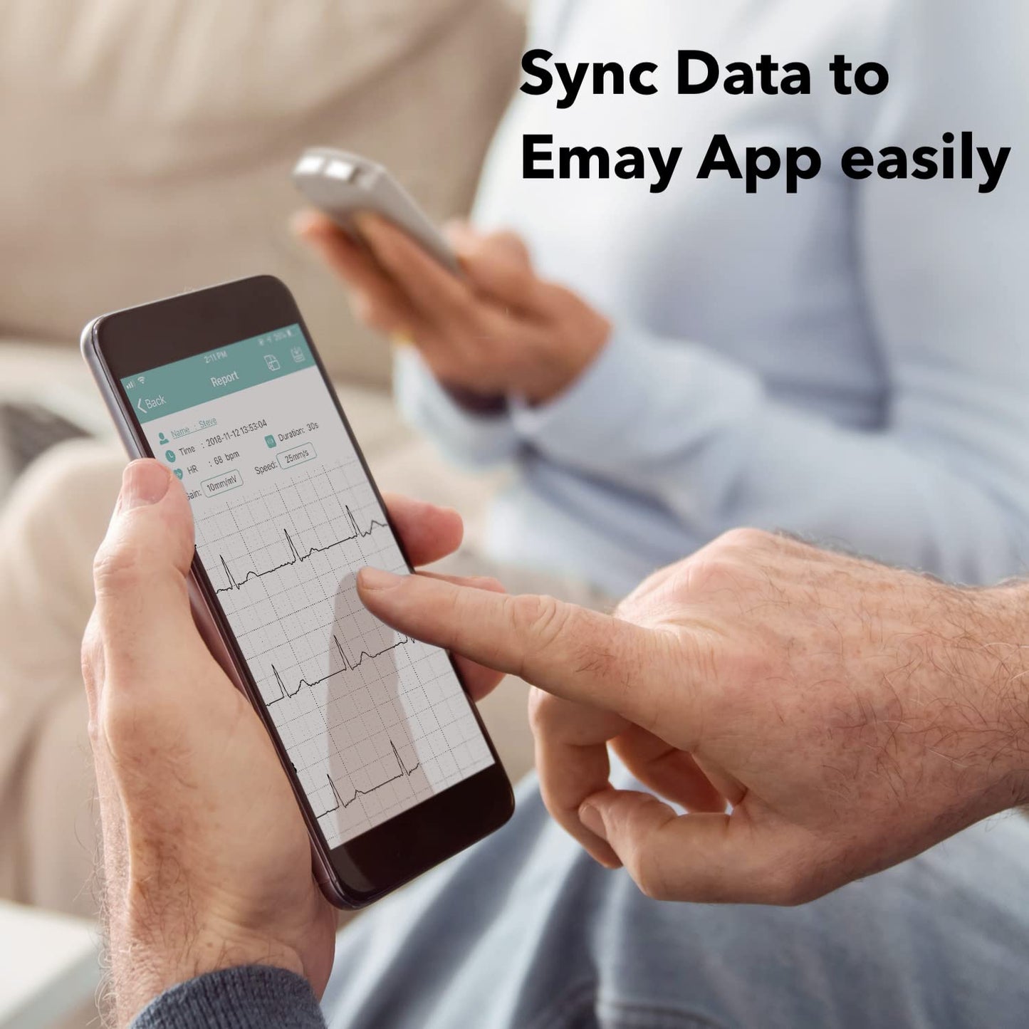 EMAY Portable ECG Monitor | Record ECG and Heart Rate | Compatible with Smartphone and PC