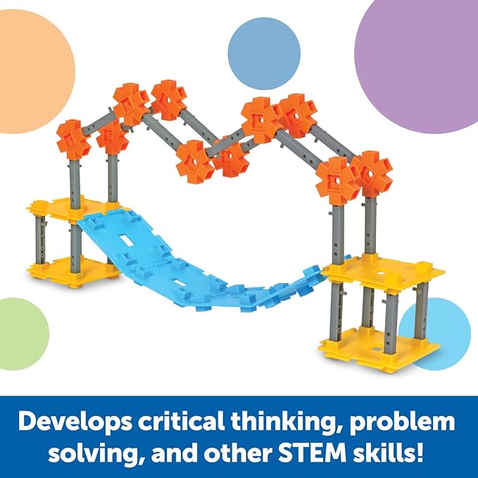 Learning Resources STEM Explorers Bridge Builders, Ages 5+, STEM Toys, STEM Building Toys, STEM Kits, Kids STEM Projects, Build It Yourself Toys,72 Pieces
