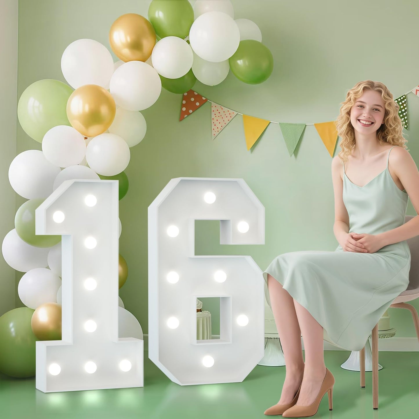 Joymuse 2.3Ft 16 Marquee Numbers  16 Light Up Numbers 16Th Birthday Decorations For Birthday Party Anniversary Backdrop