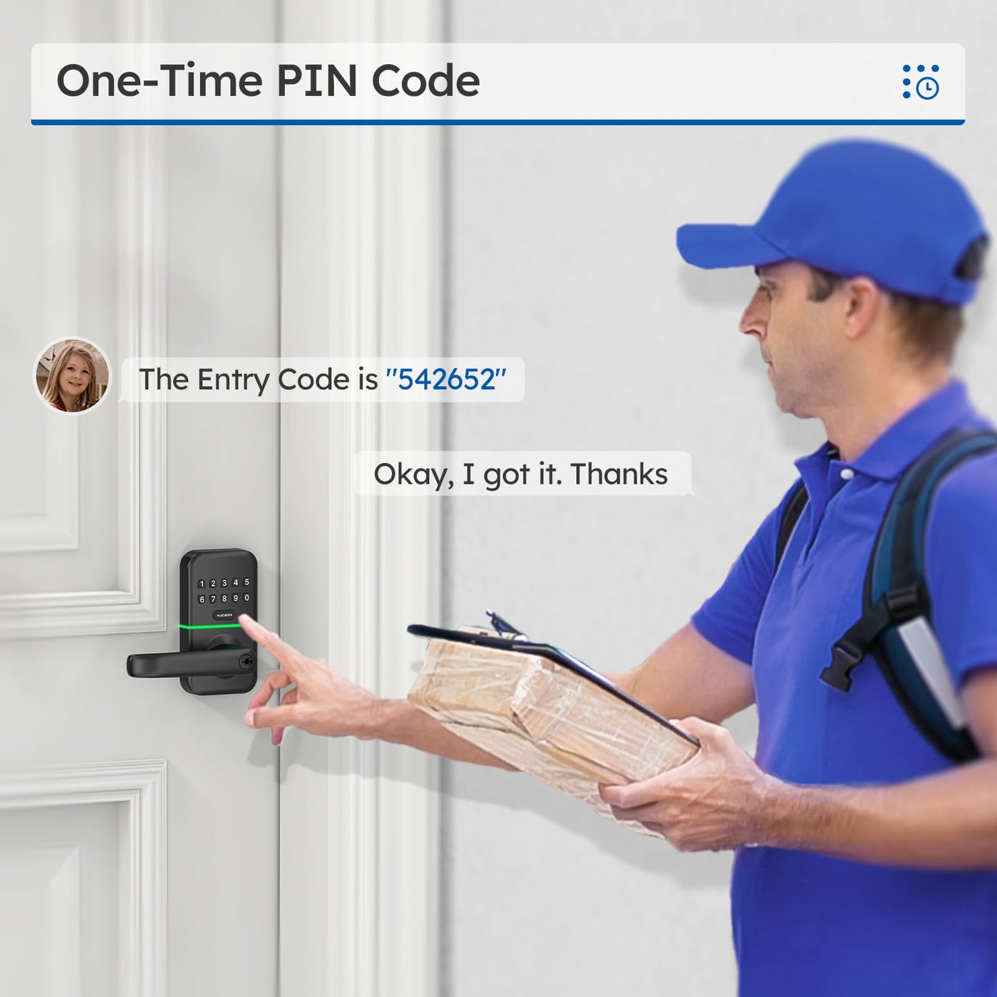 Smart Door Handle Lock with Keypad: Kucacci Keyless Entry Digital Knob for Front Door - Electronic Smart Lock with Keypad - Exterior Code Door Knob - Easy Installation