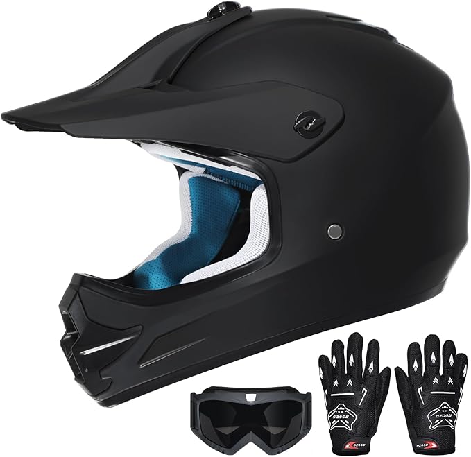 ROOZO Youth Dirt Bike Helmet DOT Certified - Full Face Motorcycle Helmet for Off-Road, ATV, Street Riding, Includes Adjust...