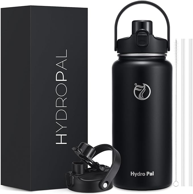 Half Gallon Insulated Water Bottle with 2-in-1 Lid (Chug Lid/Straw Lid), 40/64oz Double Walled Vacuum Stainless Steel Water Bottles, Water Jug with Straw