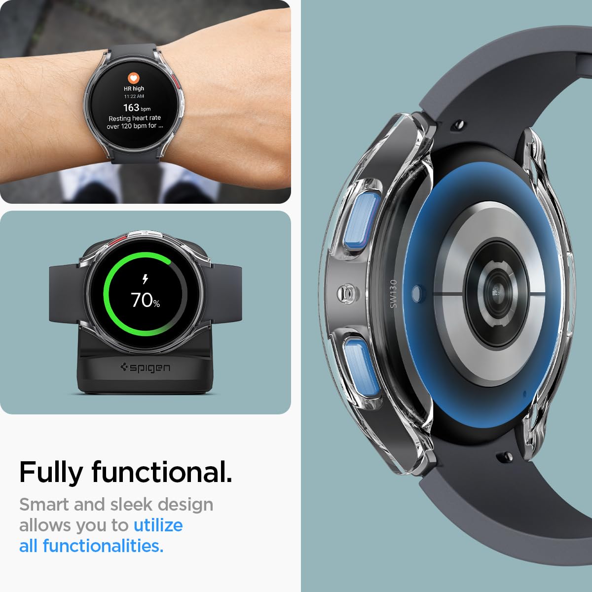 Spigen Ultra Hybrid Designed For Samsung Galaxy Watch 6 40Mm Case Scratch-Resistant Overall Protective Cover With Screen Protect