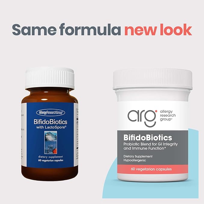Allergy Research Group BifidoBiotics - Probiotics for Men & Women, for Digestive Health, Bifidobacterium, Lactobif, Vegetarian Capsules - 60 Count