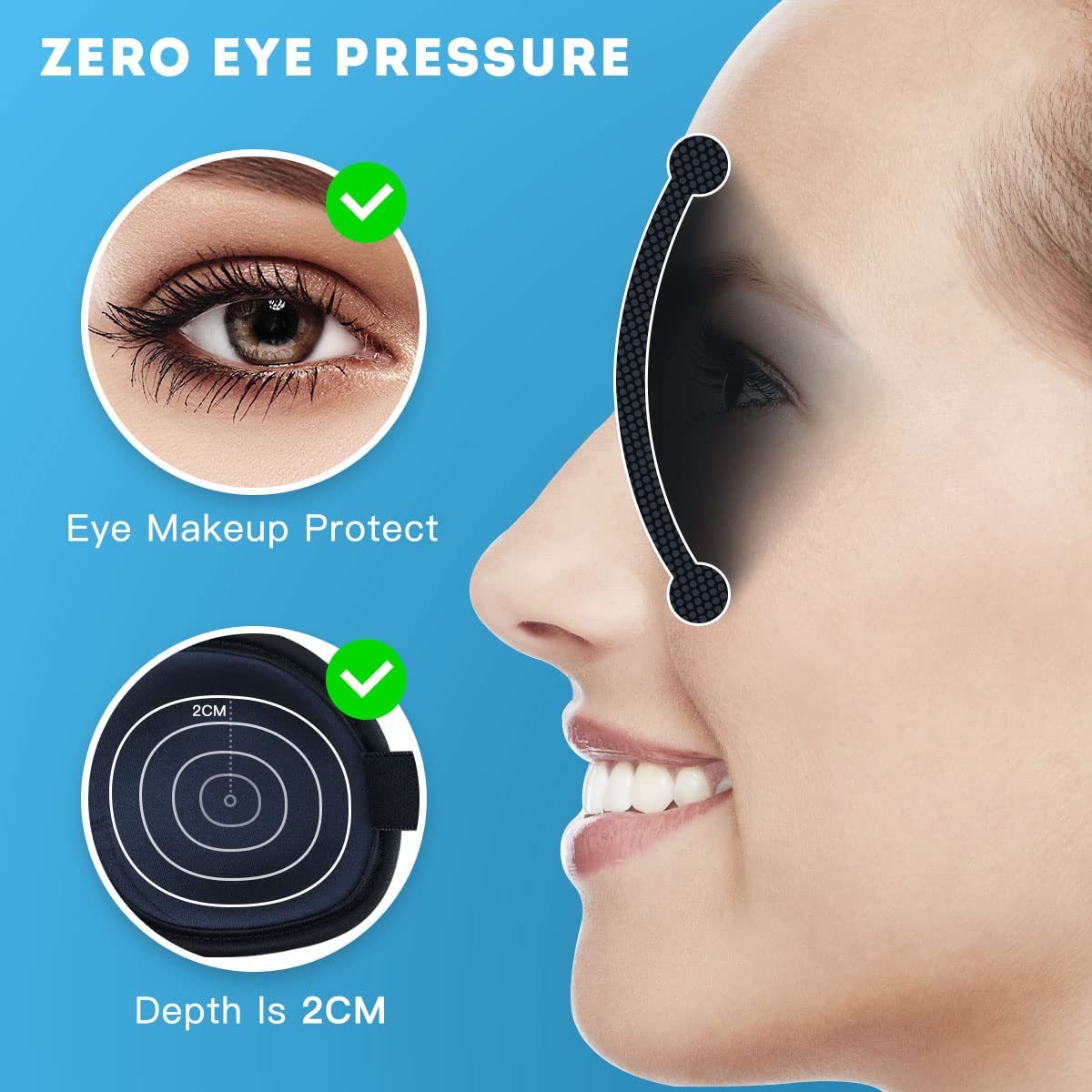 Sleep Mask for Women Men, Ultrathin Light Blocking Sleeping Mask, No Pressure On Eyes 3D Contoured Blindfold, Soft Comfort Eye Shade Cover for Travel/Naps/Yoga/Shift Work.（Black）