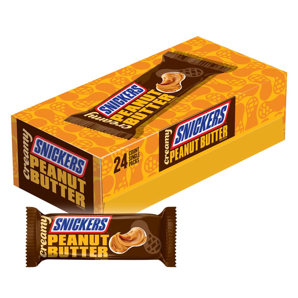 Snickers Creamy Peanut Butter Candy Bars, 1.4 Ounce - Pack of 24 - Delicious Treats for Snacking