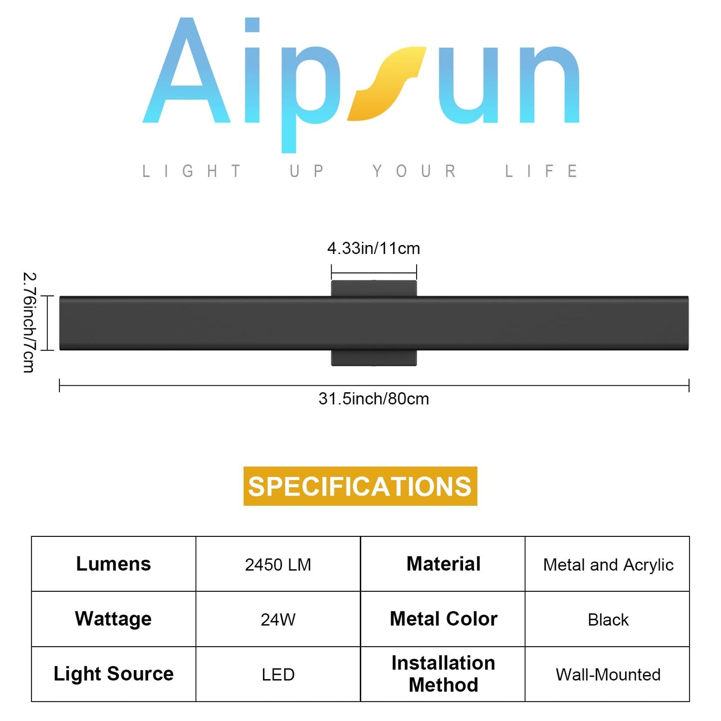 Aipsun 2 Packs Outdoor Wall Sconce  3000K 4000K 6000K  31.5In Modern Black Exterior Light  Long Led Linear Wall Light Outside Lighting For Entrance  Hallway  Garage  Porch(3Cct)