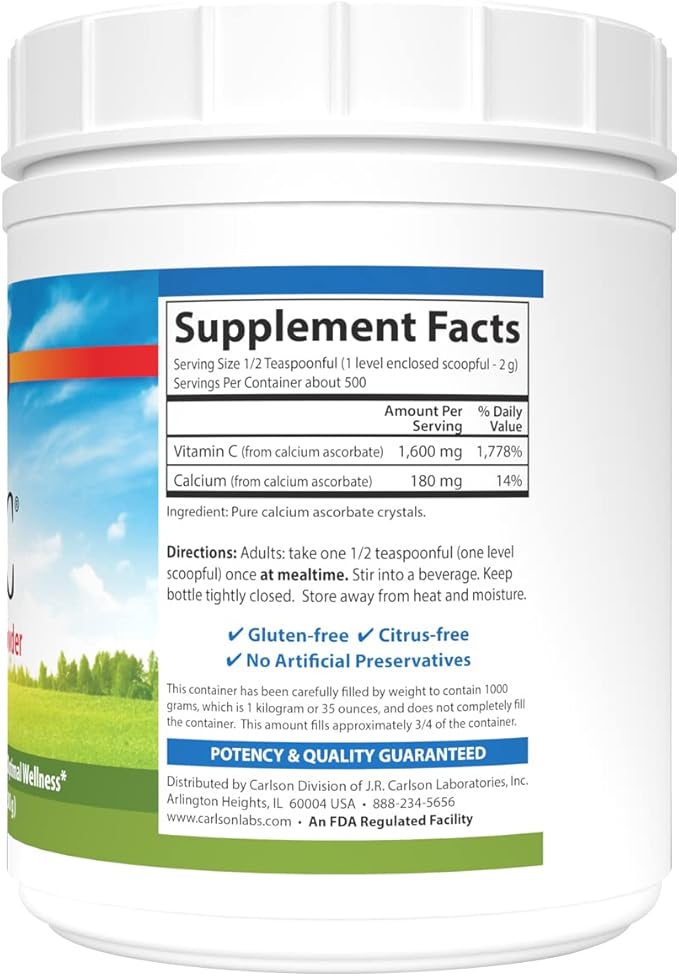 Carlson - Mild-C, Vitamin C Powder, Supports Healthy Immune Function, 35 oz (1,000 g)