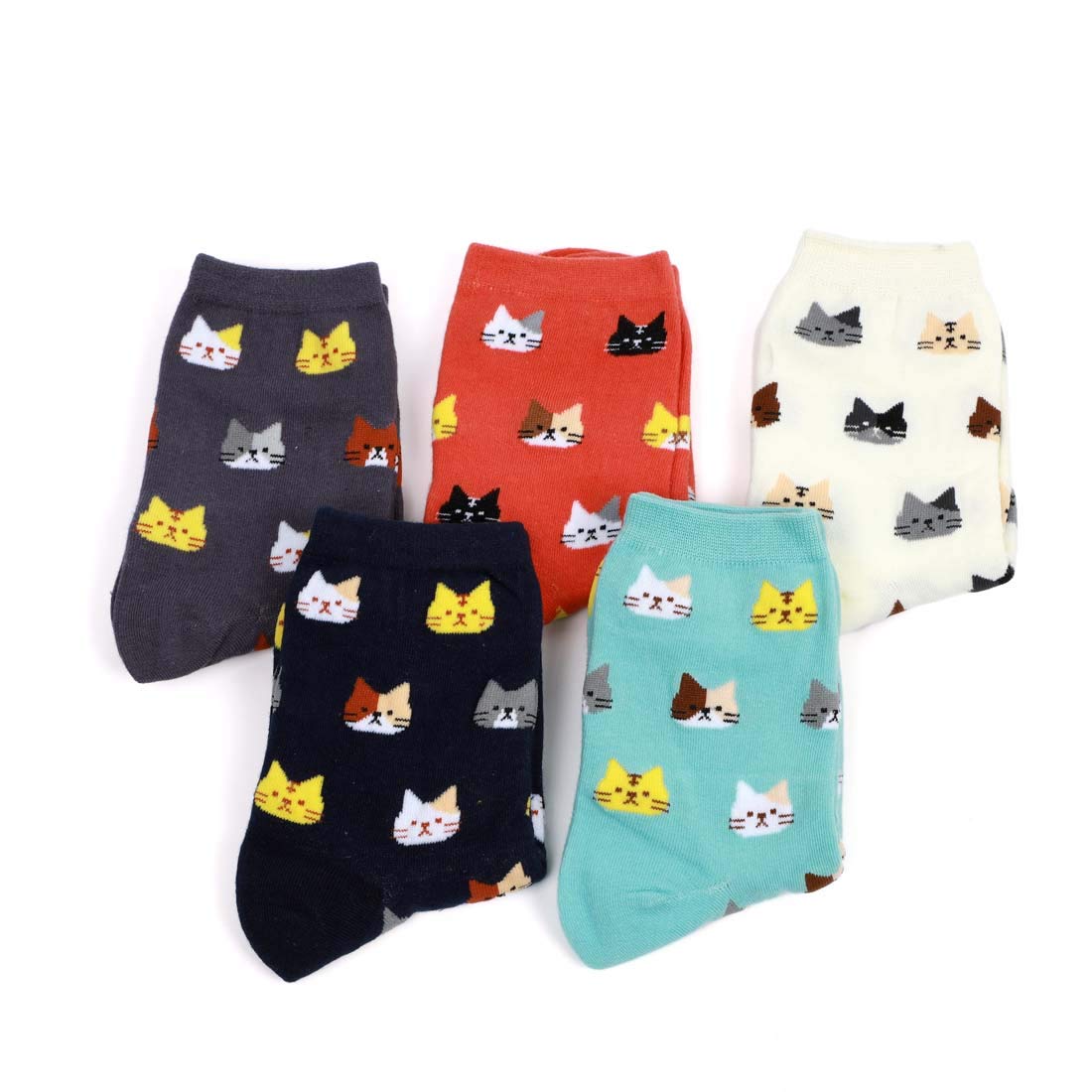 DOBIKULU Womens Cotton Casual Socks Cute Animal Cat Socks Crew Novelty Lovely Print Pattern, Female Presents for Cat Lovers, Gifts Ideas for Mom Lady