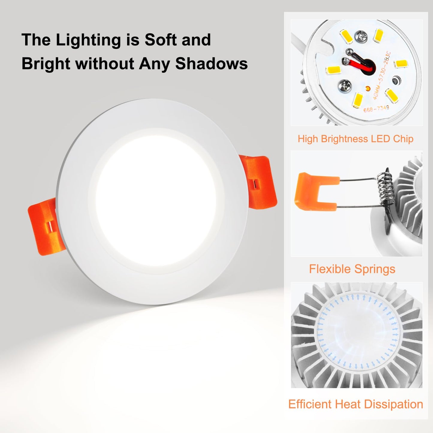 Ygs-Tech 2 Inch Led Recessed Lighting  Dimmable Downlight 3W(35W Halogen Equivalent)  Cri80  5000K Daylight White Ceiling Light With Led Driver (24 Pack)