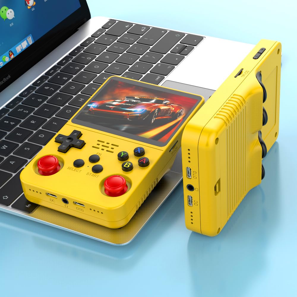 R36S Handheld Game Console 3.5-in 640*480 IPS OCA Screen 3200mAh Opensource System RK3326 Yellow