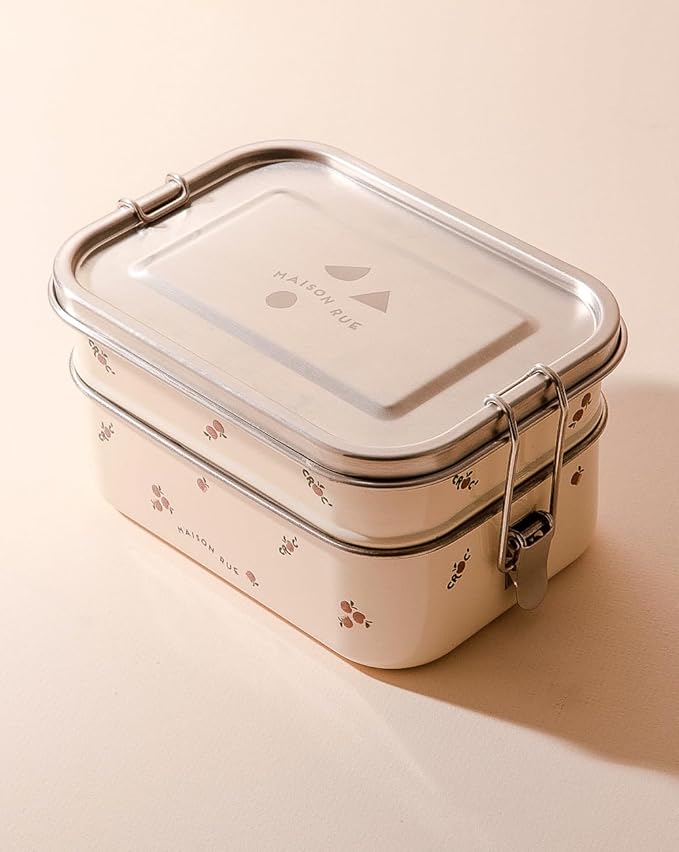 Maison Rue Lunch Box | Stainless Steel Lunch Container | Metal Bento Box | Leak-Proof 3 Compartments