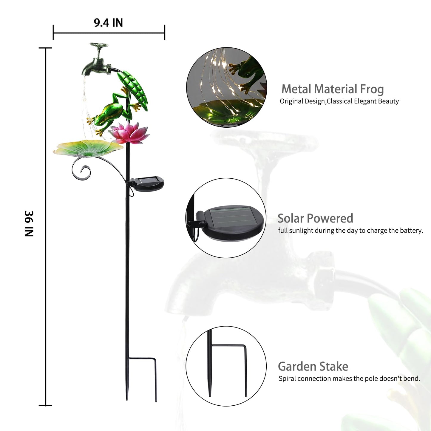 Bshine Frog Solar Outdoor Garden Lights  Waterproof Metal Solar Garden Stakes For Pathways  Poolside  Backyard Decorations  Yard Art  Lawn Decorations  Frog Gift For Mom