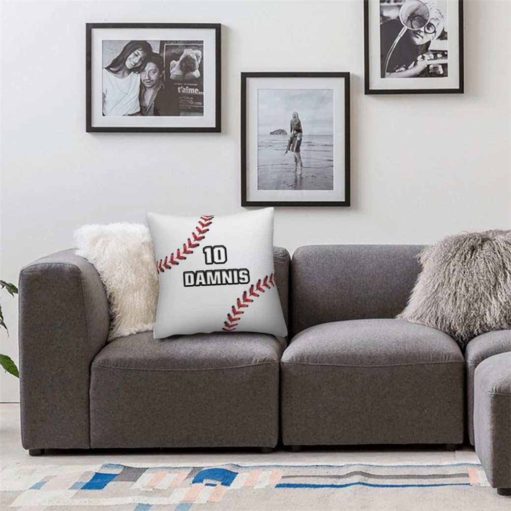 Customized Sports Themed Funny Throw Pillow Cover Baseball Lovers Home Decor Gift Personalized Name Sport Enthusiast Pillowcase Custom Ball Sport Themed Baseball Throw Pillowcase for Sofa Bedding