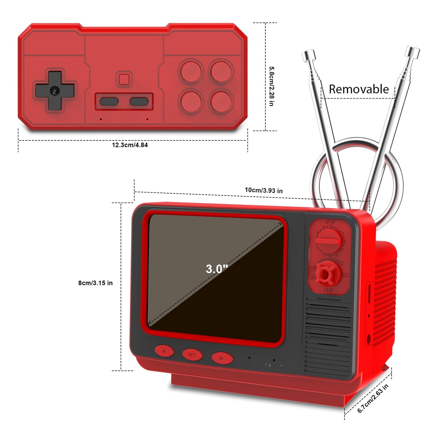 Handheld Game for Kids -Preloaded 168 Retro Video Games, Portable Gaming Player Support Two Players 3.0" LCD Screen, Mini TV Electronic Toy Gifts for Boys Girls