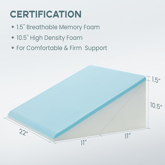 Folding Bed Wedge Pillow for Sleeping Adjustable 9 &12 Inch Foldable Bed Wedge Pillow, Memory Foam Triangle Pillow Wedge System for Legs and Back Support Pillow