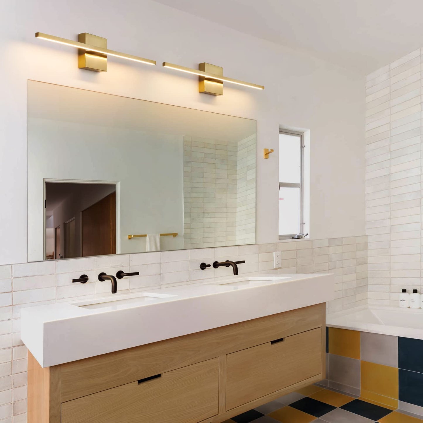 CCYCOL Gold Bathroom Light Fixtures Over Mirror 24 inch 18W LED Vanity Lights for Bathroom Modern Bath Sconces Wall Lighting 3500K Warm Light for Paintings