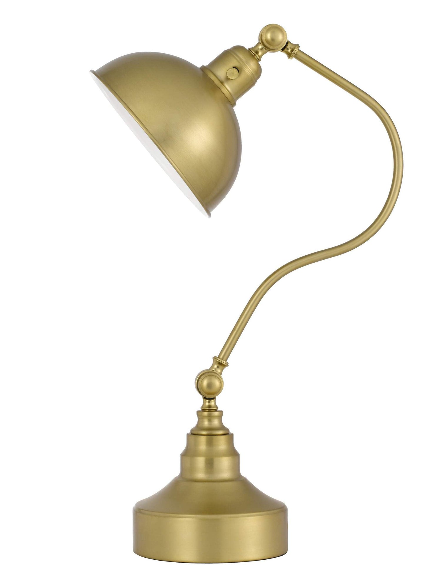 Homeroots 25 In. Metal Desk Table Lamp With Antiqued Brass Dome Shade, Model 524725