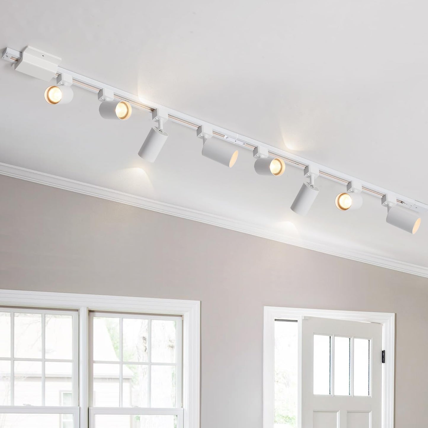 Hiiglxii 6 Lights Led Track Lighting Kit With 6.6Ft H Track Lighting Rails & Floating Canopy Connector  Gu10 Track Light Kit Modern Kitchen Track Lighting Fixtures Ceiling Spot Light  White - No Bulbs