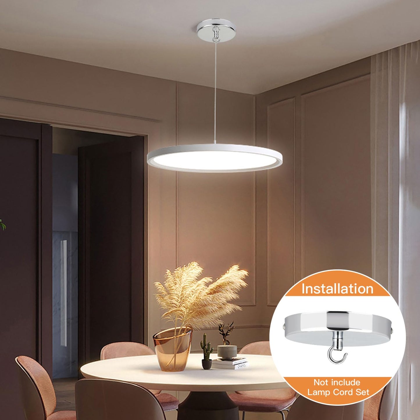 Helunsi Ceiling Canopy Kit - 4-3/4 Aluminum Pendant Light Cover Plate, Silver, Rated 20Lb, Model As-001, Pack Of 1