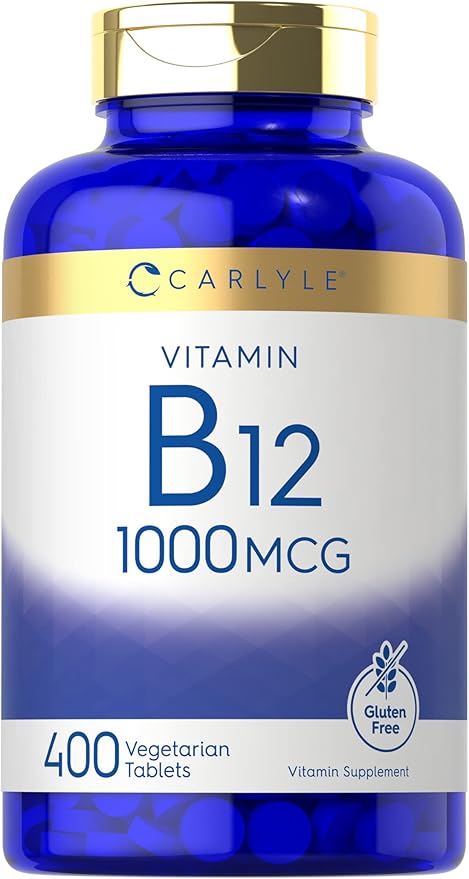 Carlyle Vitamin B12 1000mcg | 400 Tablets | Vegetarian, Non-GMO, Gluten Free Supplement