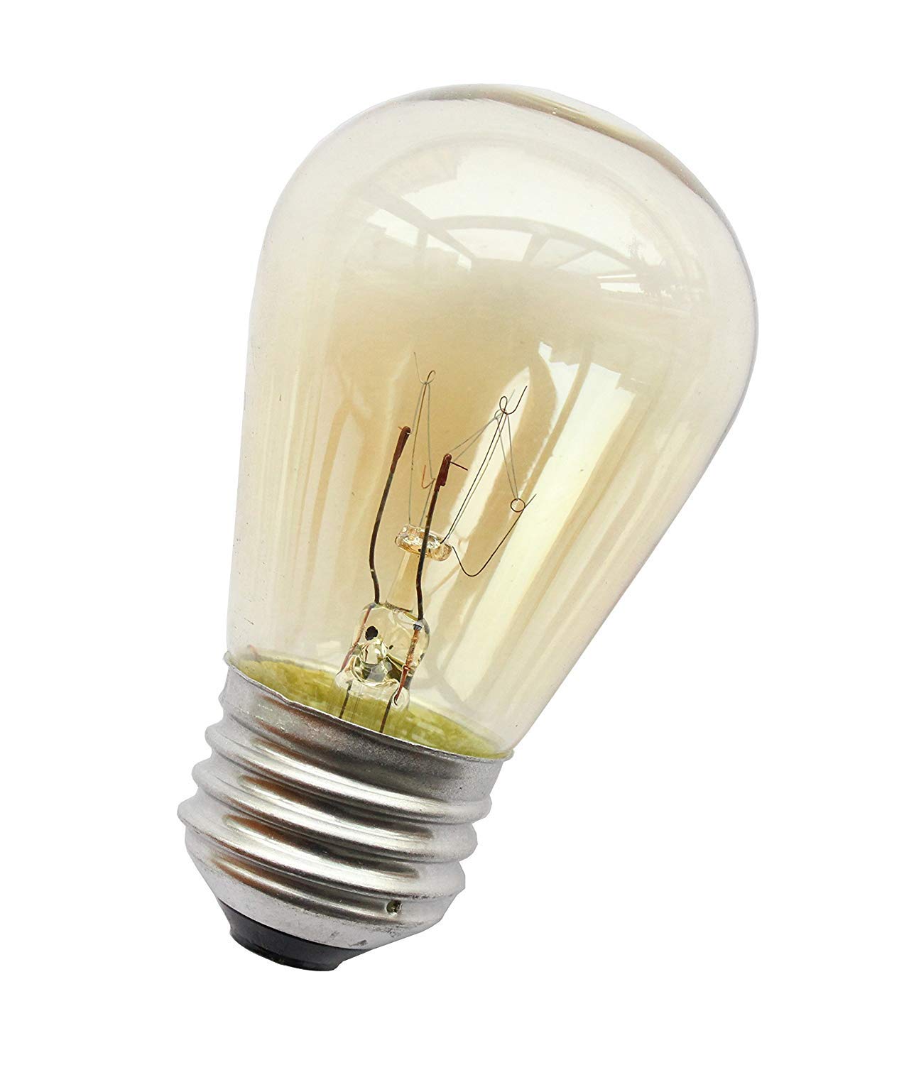 Bulbrite S14 Amber Sign Bulb, 11W 130V, E26 Base, Brass Material, Model 739698701219