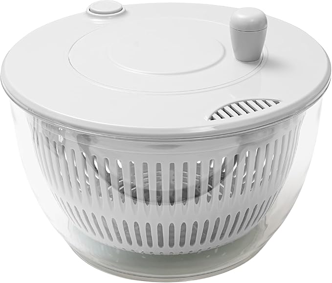 Salad Spinner – Large Capacity Lettuce Spinner Bowl with Locking Lid, Non‑Slip Base & Vegetable/Fruit Washer Dryer, BPA‑Free, Dishwasher Safe (White)