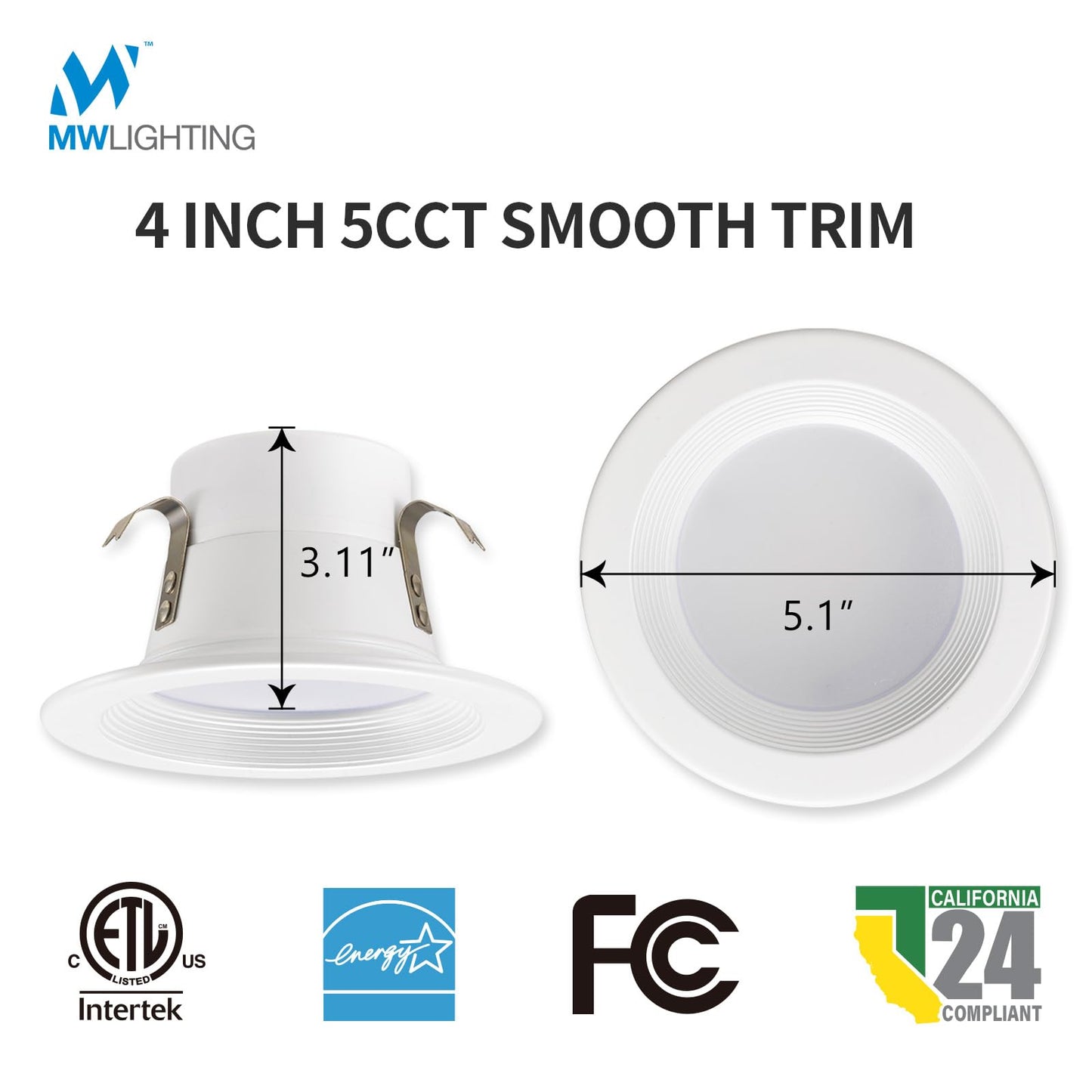 Mw 24 Pack 4 Inch Recessed Led Lighting 10W=75W 750Lm 2700K/3000K/3500K/4000K/5000K 4 Inch Led Recessed Lights  Baffle Trim Ic & Wet Rated  Etl & Fcc California Ja8 Certified