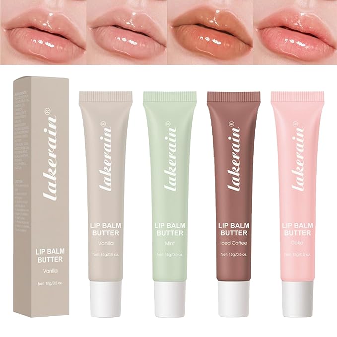 Petansy 4PCS Special Lip Butter Balm - Conditioning Lip Mask and Lip Balm for Instant Moisture,Natural Ingredients Vegan Non-Sticky Lip Glowy Balm，Soothing Lip Care