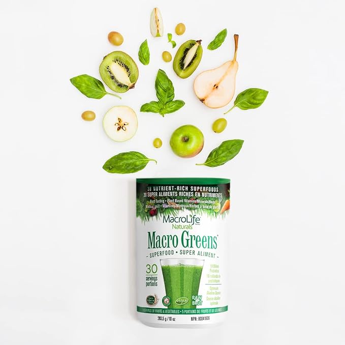 MacroLife Naturals Macro Greens Powder 38 Superfood Probiotic Antioxidant Enzyme & Herbal Supplement Immunity Energy Cleanse - Non-GMO Vegan Gluten-Free Dairy-Free - 10oz (30 Servings)