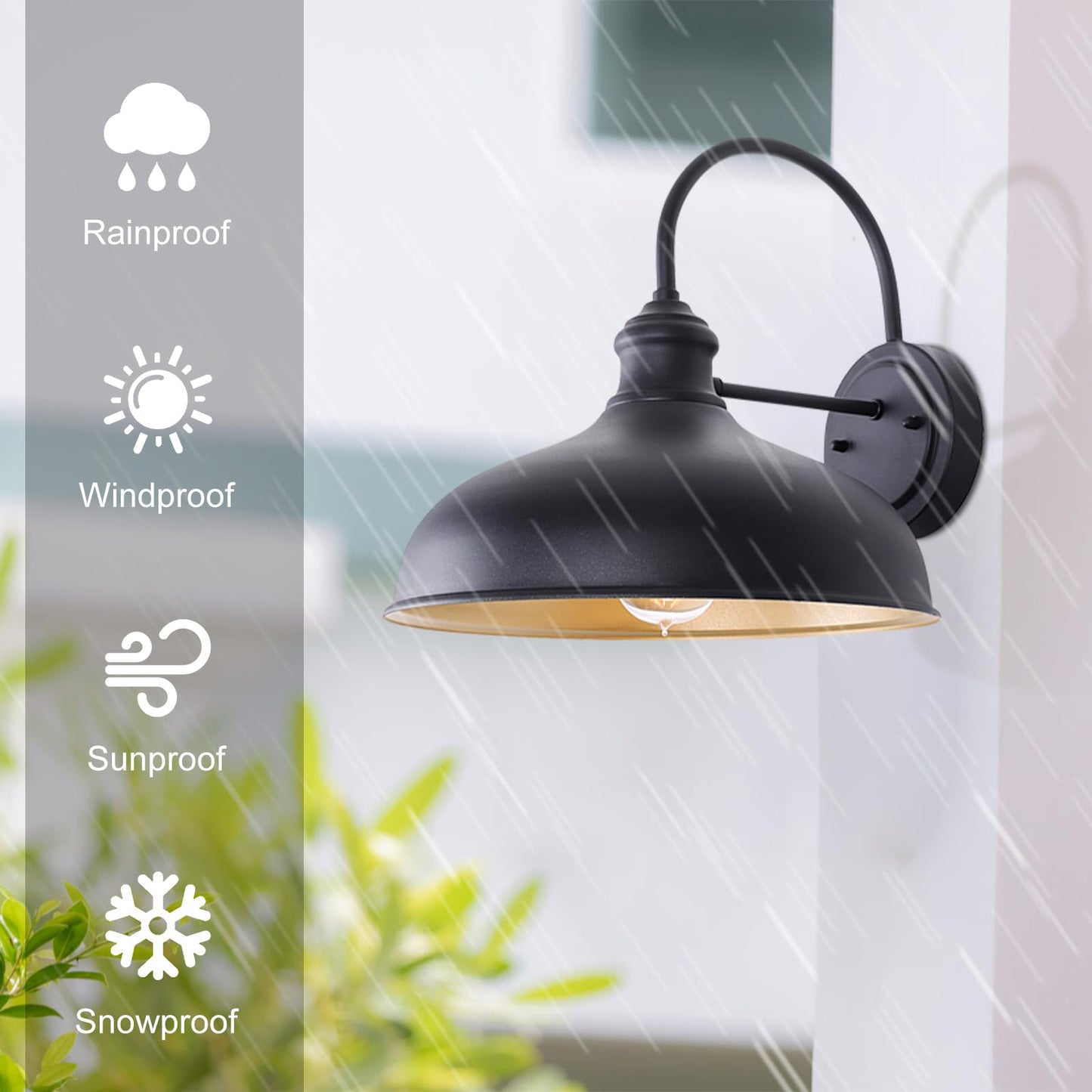 Goalplus 10 Dome Barn Lights For Farmhouse  Matte Black Gooseneck Outdoor Light Fixture  Exterior Porch Lighting With Wall Mount  Outside Goose Neck Wall Sconce For Patio