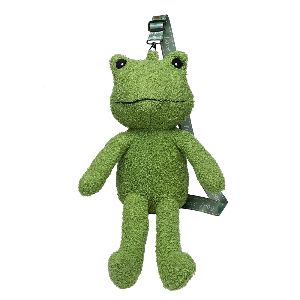 Frog Crossbody Purse for Women, Cute Plush Shoulder Bag Small Fluffy Crossbody Bag, Kawaii Handbag Purse for Travel (Green)