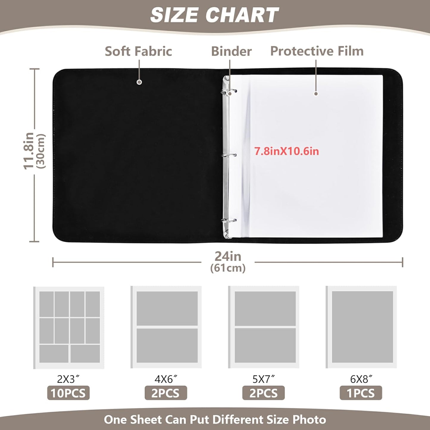 Fisyme Golf Balls Photo Album Self Adhesive DIY Scrapbook Album for 2x3 4x6 5x7 6x8 Pictures 20 Pages Memory Book for Family Wedding