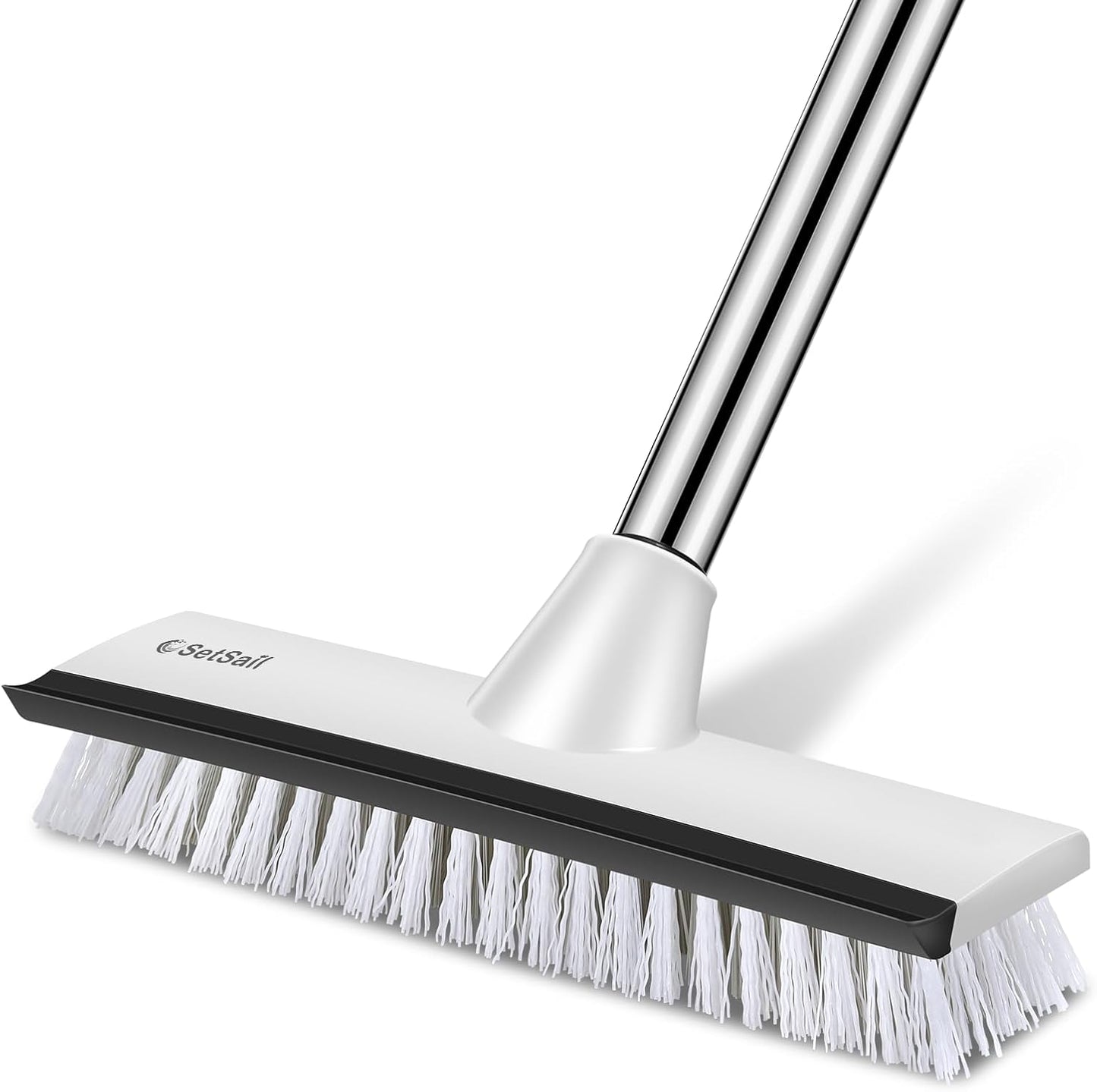 SetSail Floor Scrub Brush with 51-Inch Long Adjustable Handle 2 in 1 Scrape Brush Stiff Bristle Floor Scrubber for Cleaning Shower Bathroom Garage Kitchen Wall Deck Tub Tile