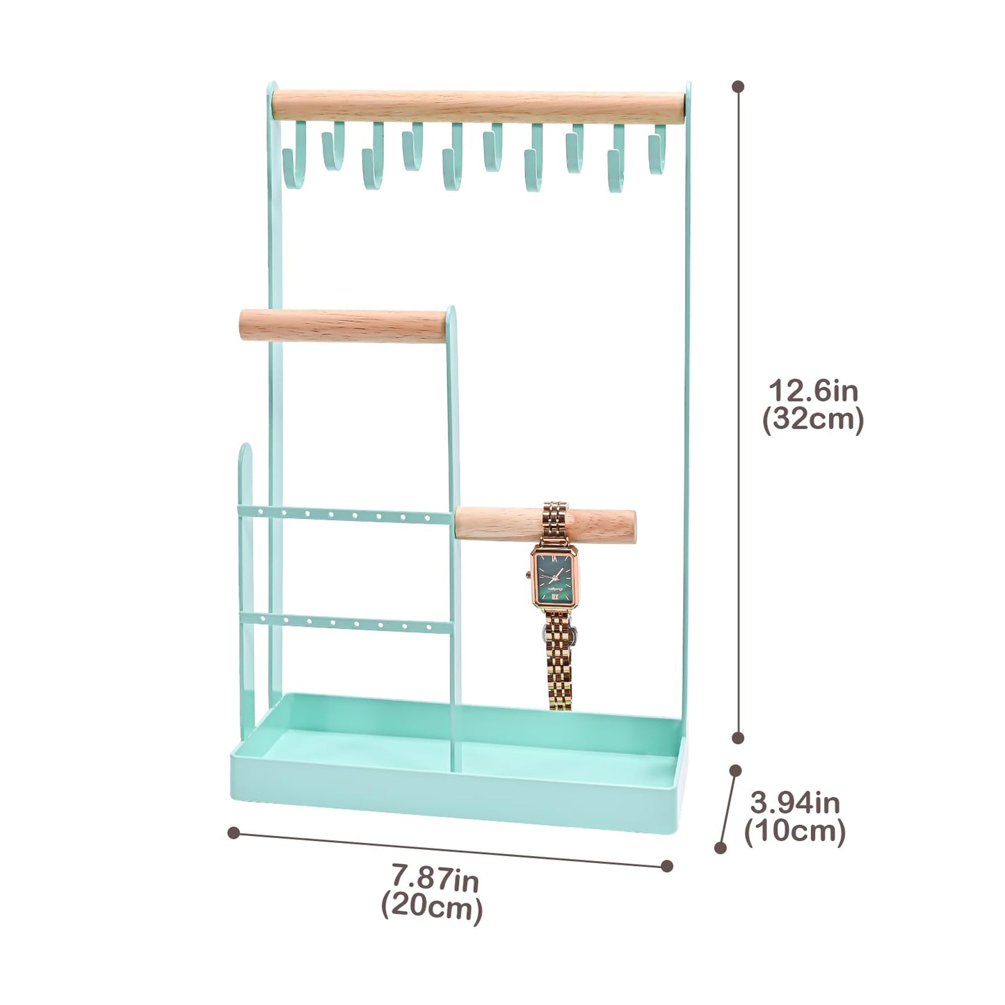 ProCase Jewelry Organizer Stand Necklace Holder, 4-Tier Jewelry Tower Rack with Earring Tray, 10 Hooks Necklaces Hanging Small J