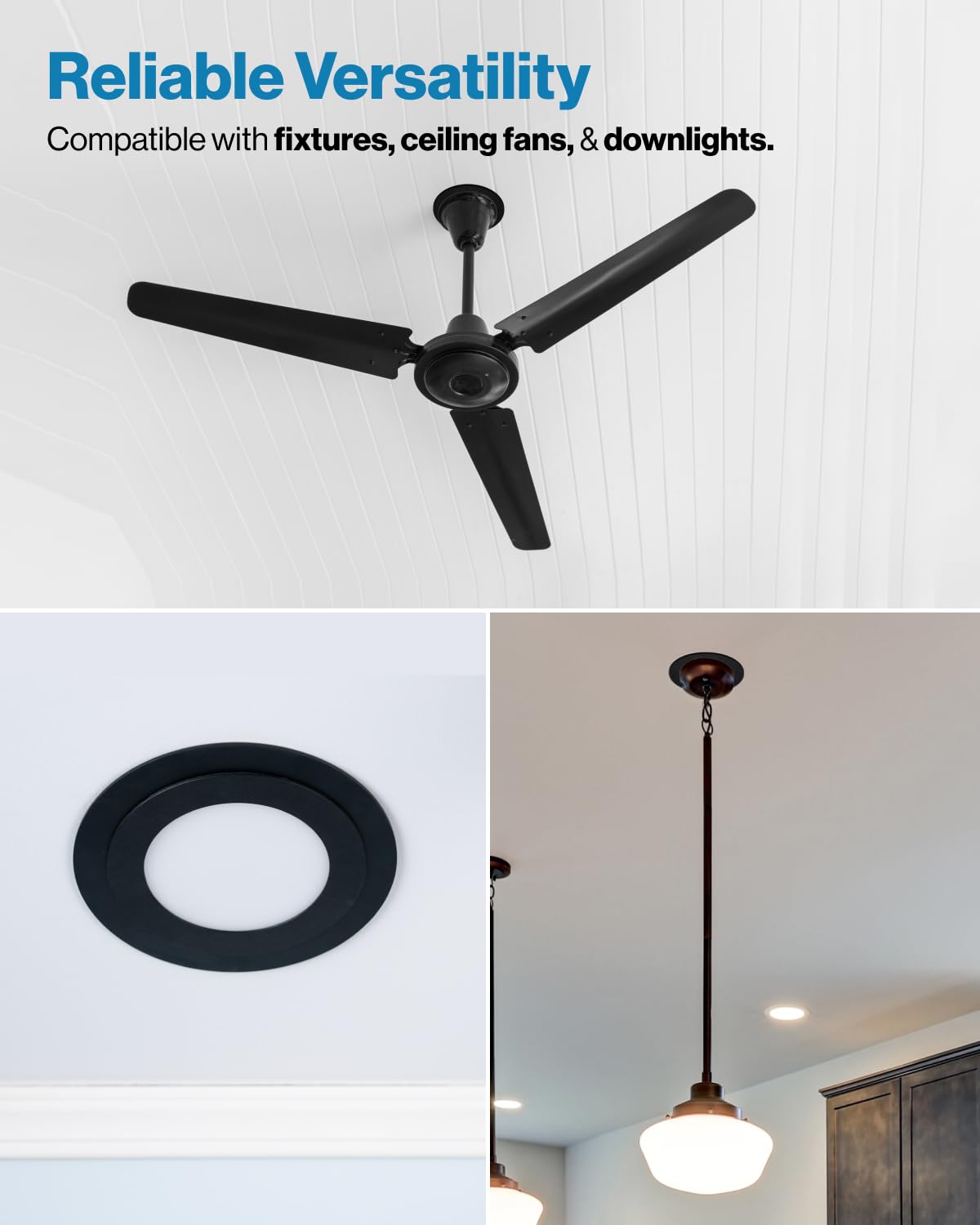 Sunco 12 Pack Goof Rings for 6 Inch Recessed Lights, Flush Mount Black Can Light Trim Ring Cover, Outer Diameter 8.6 Inch, Inner Diameter 6.2 Inch, Paintable Surface, Matte Finish