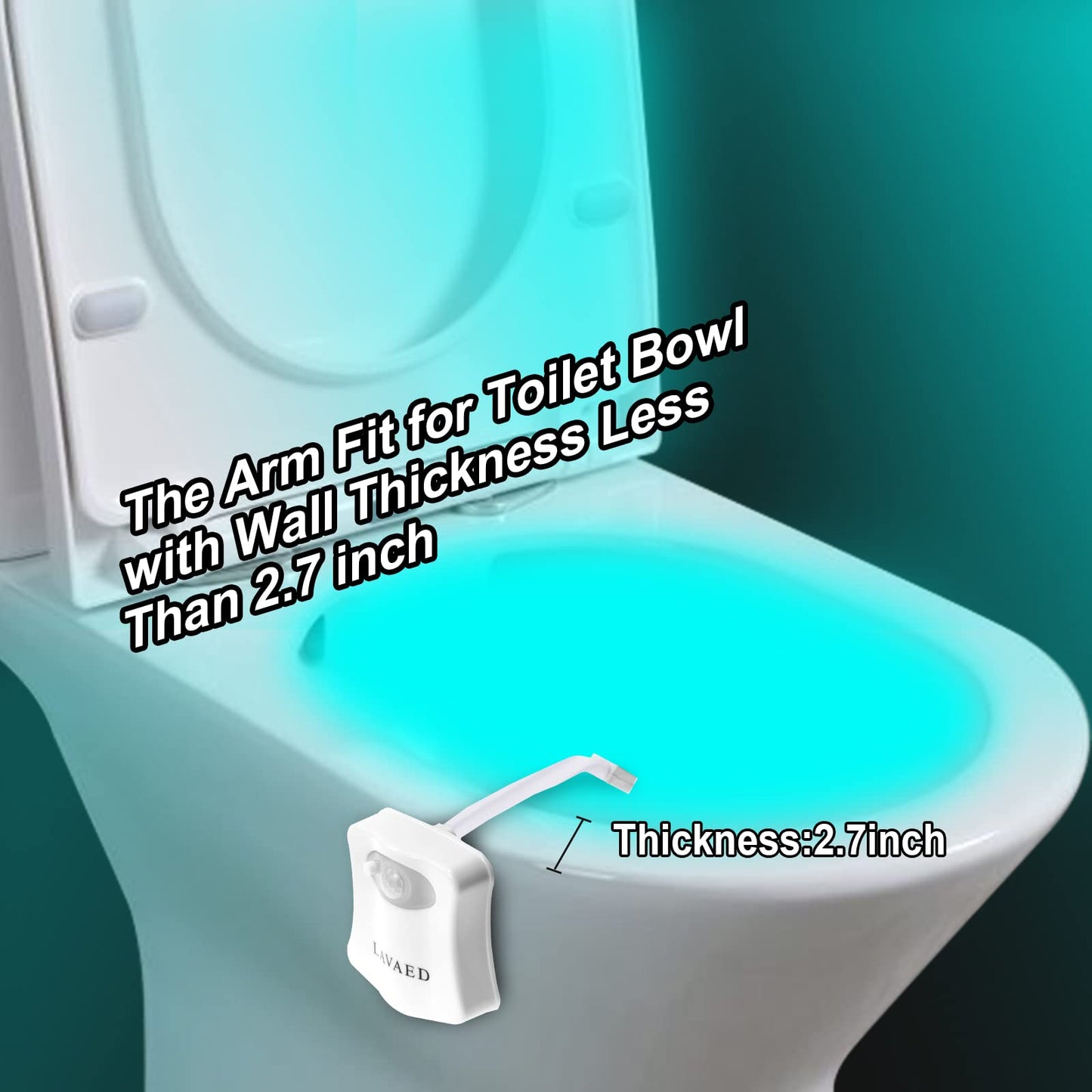 Lavaed Motion Sensor Toilet Night Light - 8-Color Changes, Plastic, 1 Pack, Model Tnl-Main