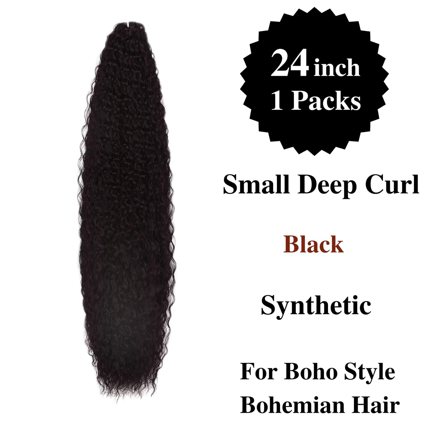 Black Braiding Hair Pre stretched Boho Hair for Mermaid Braiding Hair Extensions Micro Curl Boho Braids Curly Crochet Bohemian B
