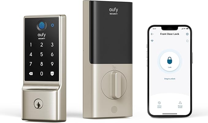 eufy Security Smart Lock C220, Fingerprint Keyless Entry Door Lock, Built-in Wi-Fi, App Remote Control, Front Door Smart D...