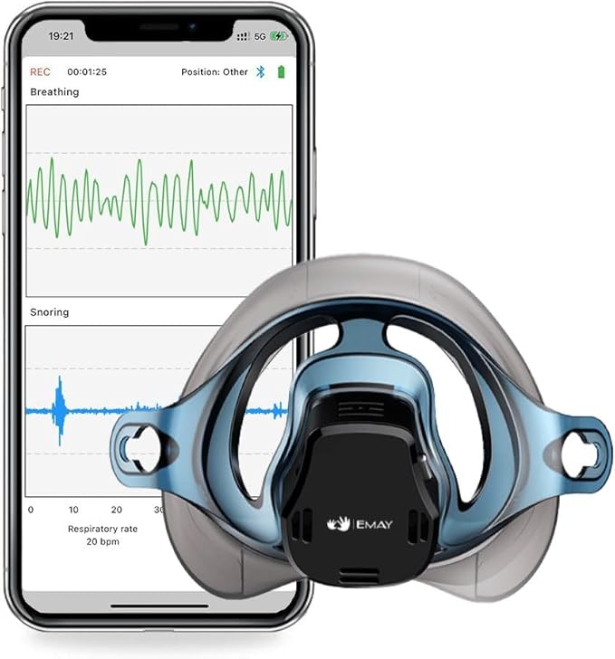 EMAY Sleep Breathing Monitor for Airflow Tracking | Record Breathing Continuously On The App | Monitor Sleep Quality and R...