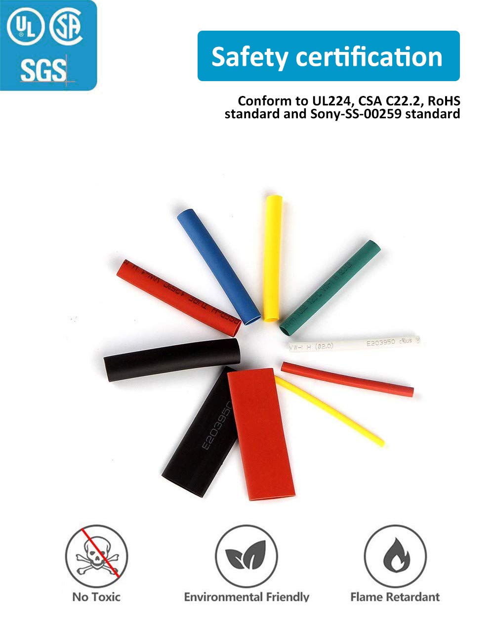 innhom 650pcs Heat Shrink Tubing Heat Shrink Tube Wire Shrink Wrap Shrinkage Ratio 2:1 Electrical Cable Wire Kit Set Long Lasting Insulation Protection