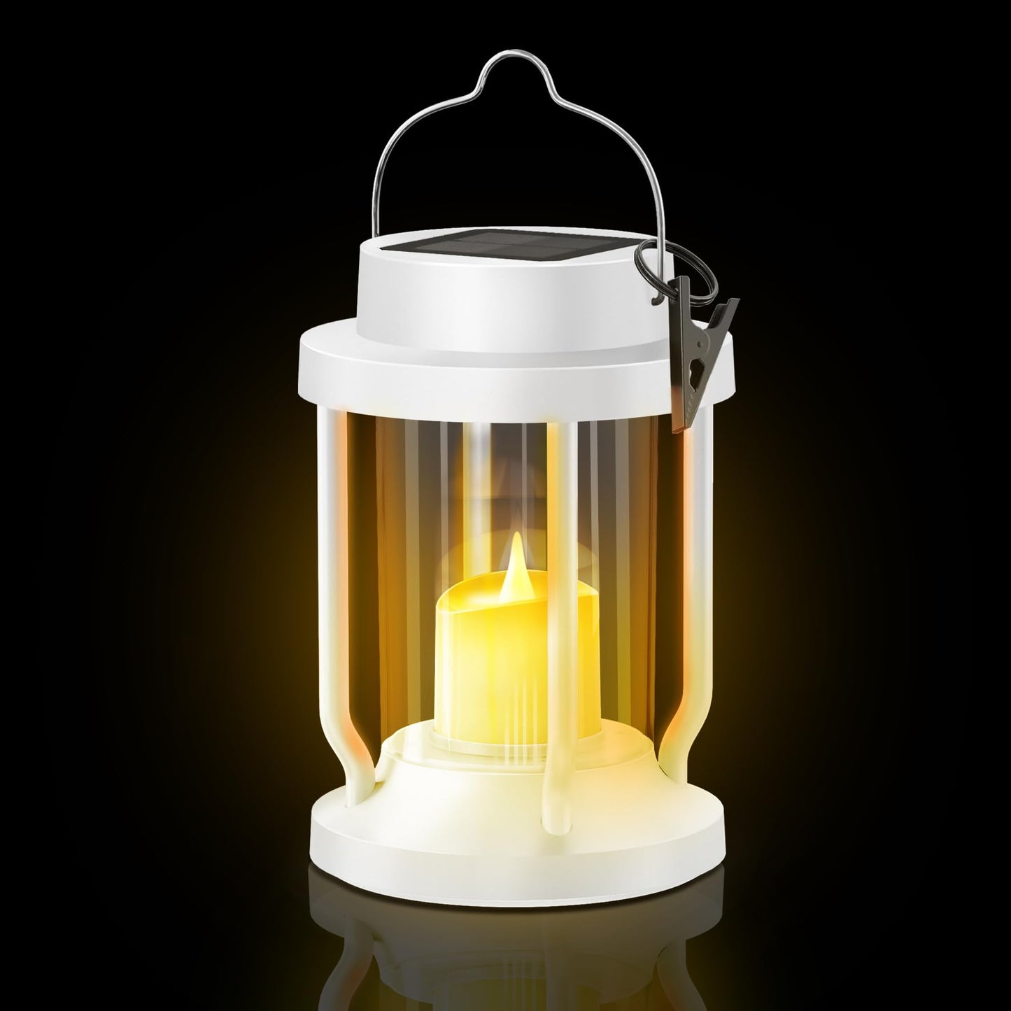 FriutShine Solar Lantern - Hanging Outdoor Indoor Light, Flameless Candle, Weatherproof, 1 Pack, White, Model L01