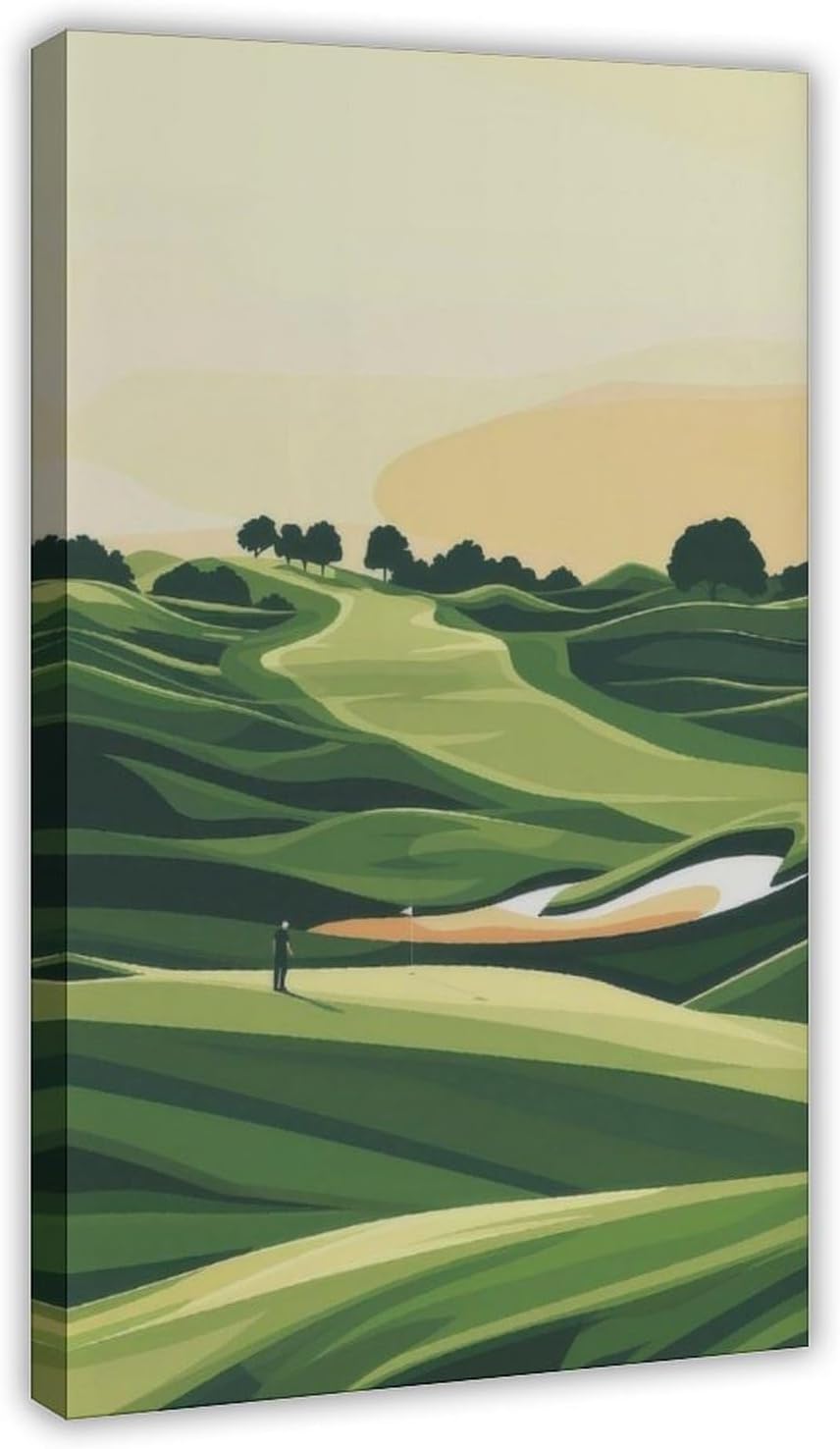 9W Golf Course Poster Green Scenery Decoration Wall Art for Office Living Room Frame-style 12x18inch(30x45cm)