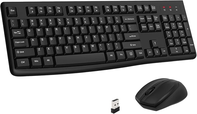 Wireless Keyboard and Mouse Combo, EDJO Full-Sized 2.4GHz USB Computer Wireless Keyboard and Optical Mouse for Windows, Ma...