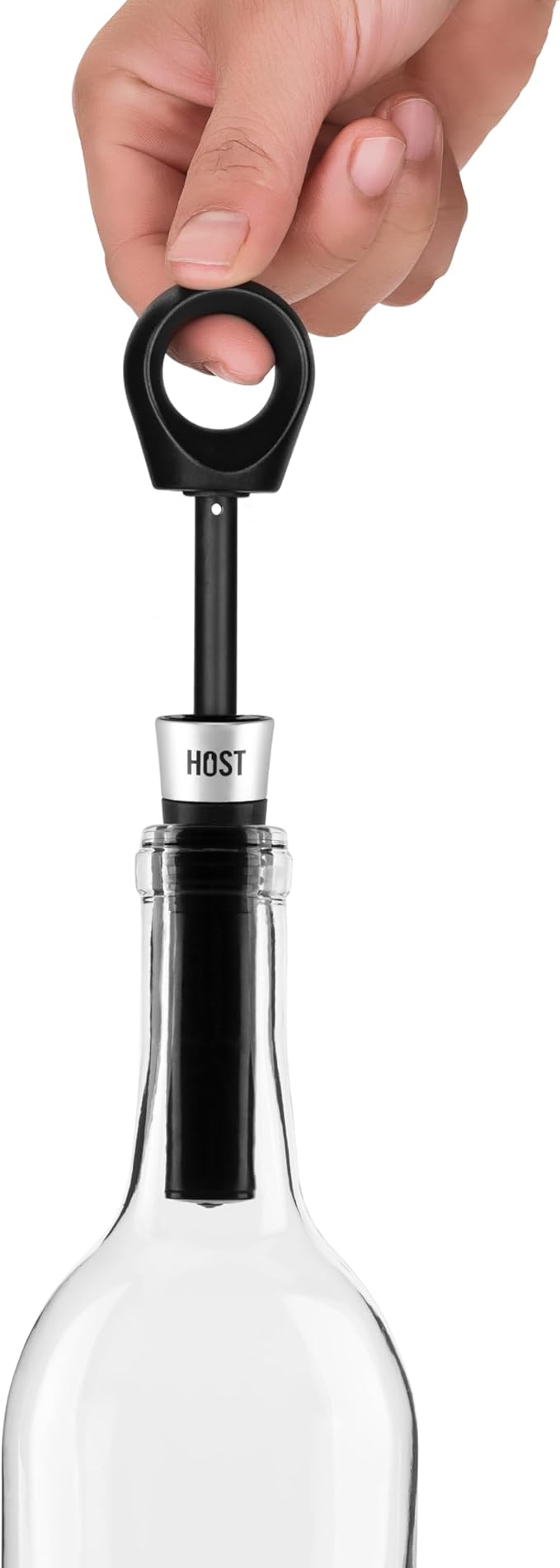 HOST Vacuum Stopper, Vacuum Seal Wine Stopper, Wine Preservation Accessories, BPA-Free Plastic and Silicone, Black, Set of 1