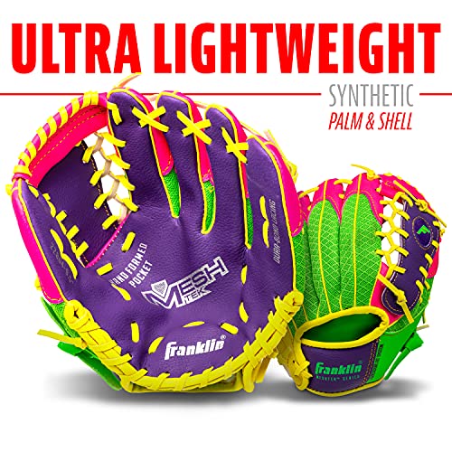 Franklin Sports Kids Baseball Glove + Foam Ball Sets - Meshtek Youth Teeball Gloves for Kids + Toddlers - Left + Right Han...